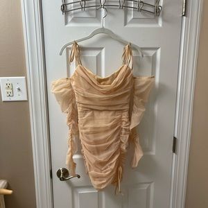 Amiens Tie Mesh Dress in Sand